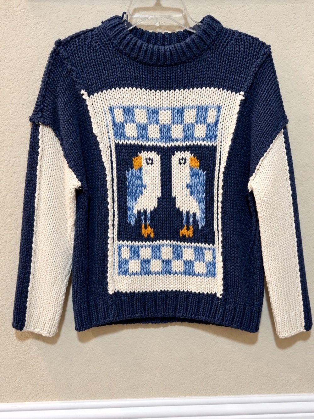 Pilcro Anthropologie Parrot Intarsia Chunky Knit Sweater Medium - Picture 6 of 10